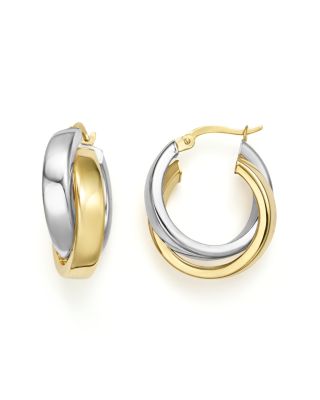 Bloomingdale's Fine Collection - 14K Yellow and White Gold Bold Dual Hoop Earrings - Exclusive