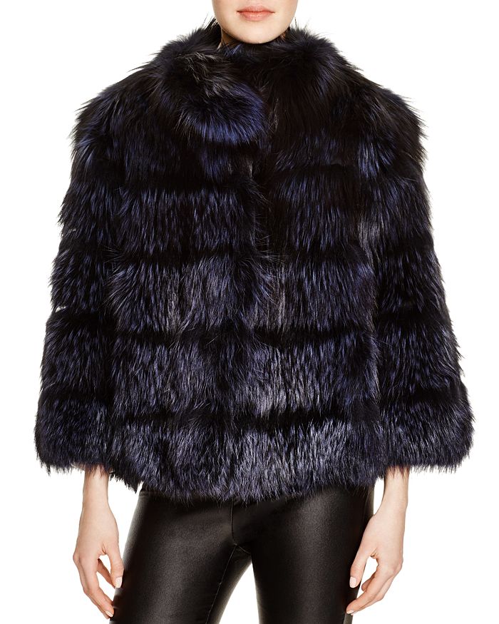 Maximilian Furs Maximilian Nafa Fox Fur Coat In Midnight Blue