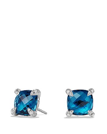 David Yurman - Ch&acirc;telaine Earrings with Hampton Blue Topaz and Diamonds