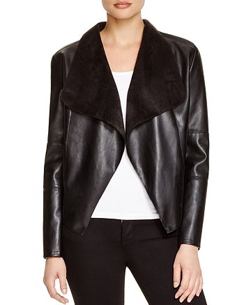 Bagatelle Draped Faux Leather Jacket | Bloomingdale's
