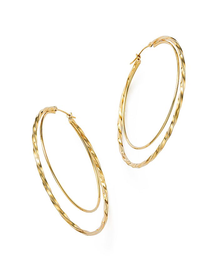Bloomingdale's 14K Yellow Gold Round Double Hoop Earrings 100