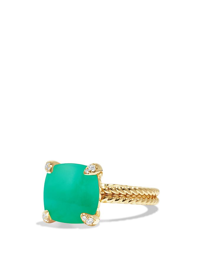 DAVID YURMAN CHATELAINE RING WITH CHRYSOPRASE AND DIAMONDS IN 18K GOLD,R12742D88DCHDI7