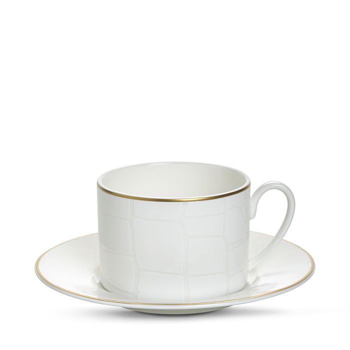 Prouna Alligator Teacups & Saucers, Set Of 2 In White