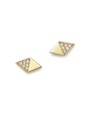 Zoe Chicco 14K Yellow Gold Half Pave Diamond Shape Stud Earrings