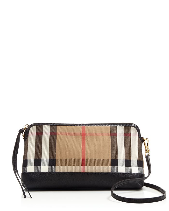 Burberry house check hot sale and leather clutch bag