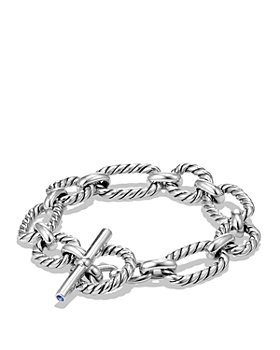 David Yurman - Chain Cushion Link Bracelet with Blue Sapphire in Sterling Silver