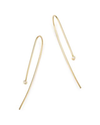 Zoë Chicco - 14K Yellow Gold and Bezel Set Diamond Wire Earrings