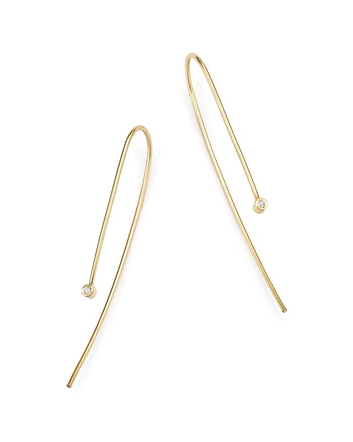 Zoë Chicco 14k Yellow Gold And Bezel Set Diamond Wire Earrings
