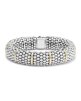 LAGOS - Sterling Silver Signature Caviar Bracelet with 18K Yellow Gold Stations