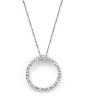 Roberto Coin 18K White Gold Small Circle Pendant Necklace with Diamonds ...