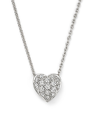 Roberto Coin 18K White Gold Heart Pendant Necklace with Pave Diamonds, 18
