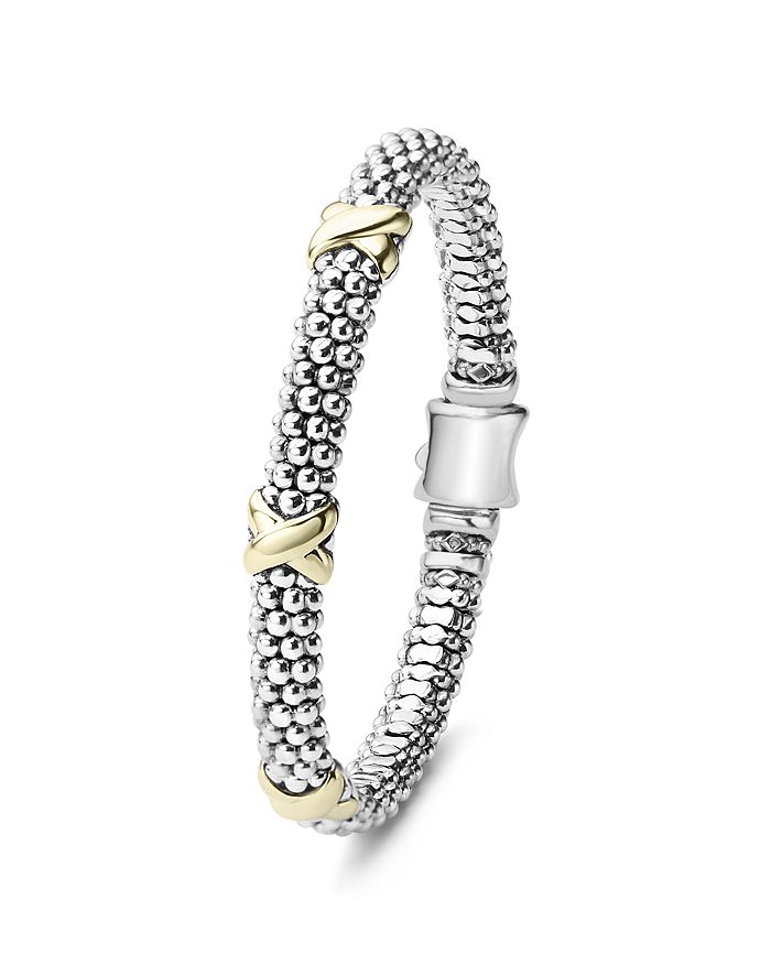 Lagos 18k Yellow Gold And Sterling Silver Caviar Bracelet In Sterling ...