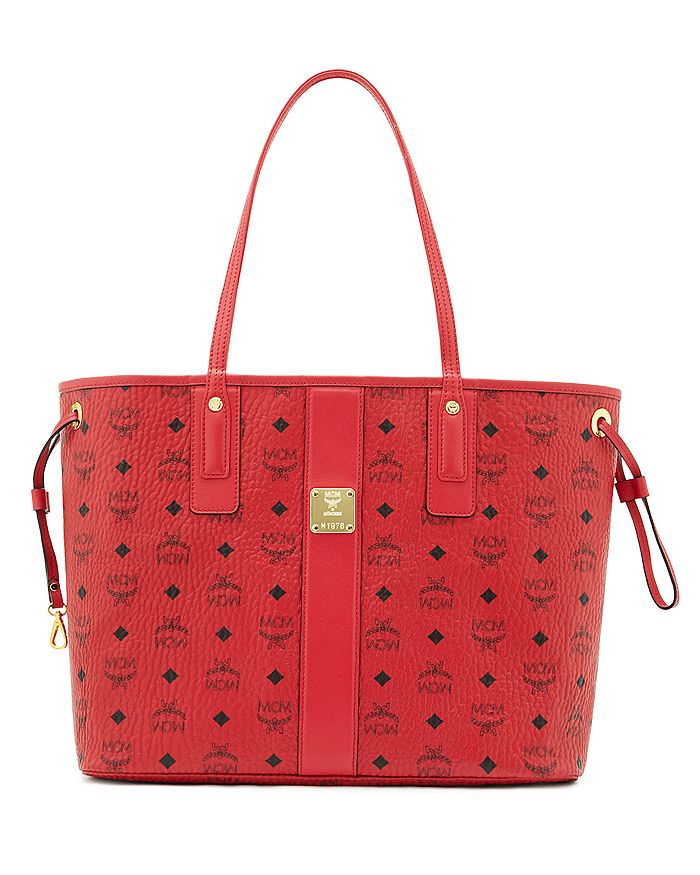 Mcm 'large Shopper Project' Reversible Coated Canvas Shopper In Ruby Red/gold