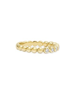 18K Gold Beaded and Diamond Ring