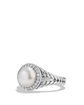 Albion Cultured Freshwater Pearl Ring with Diamonds
