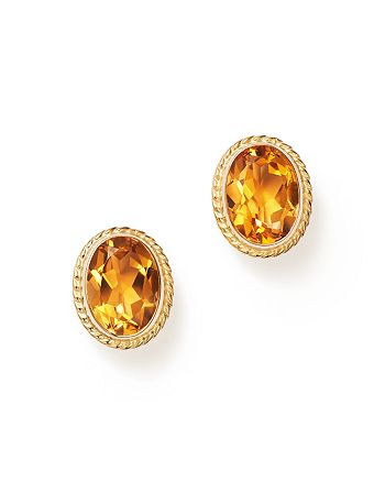 Bloomingdale's - Citrine Oval Bezel Stud Earrings in 14K Yellow Gold&nbsp;- 100% Exclusive