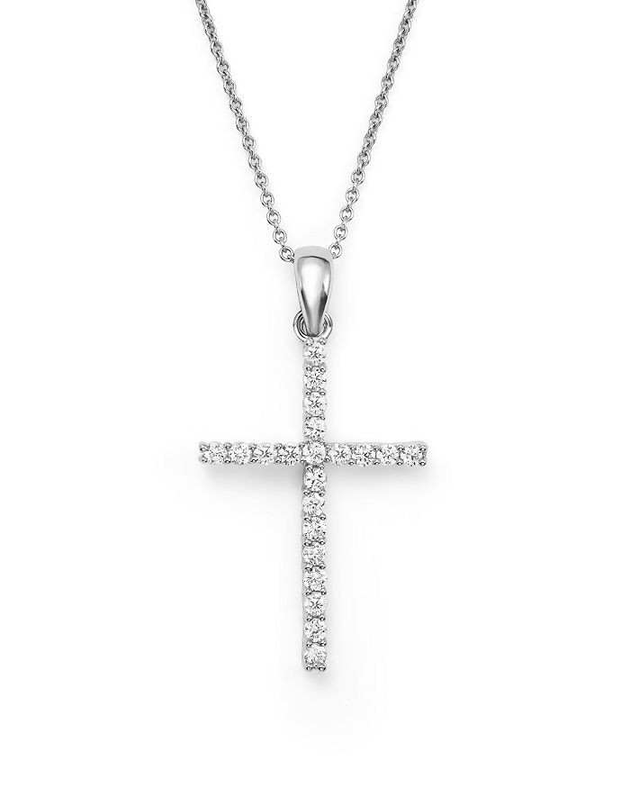 Bloomingdale's Diamond Cross Pendant Necklace In 14k White Gold, 0.25 Ct. T.w. - 100% Exclusive