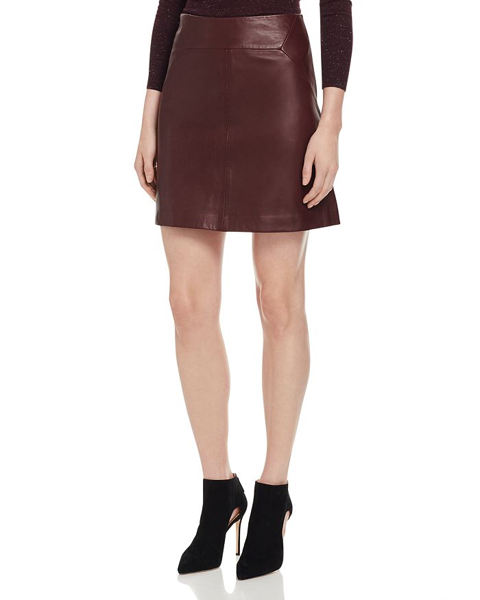 Whistles burgundy deals leather skirt