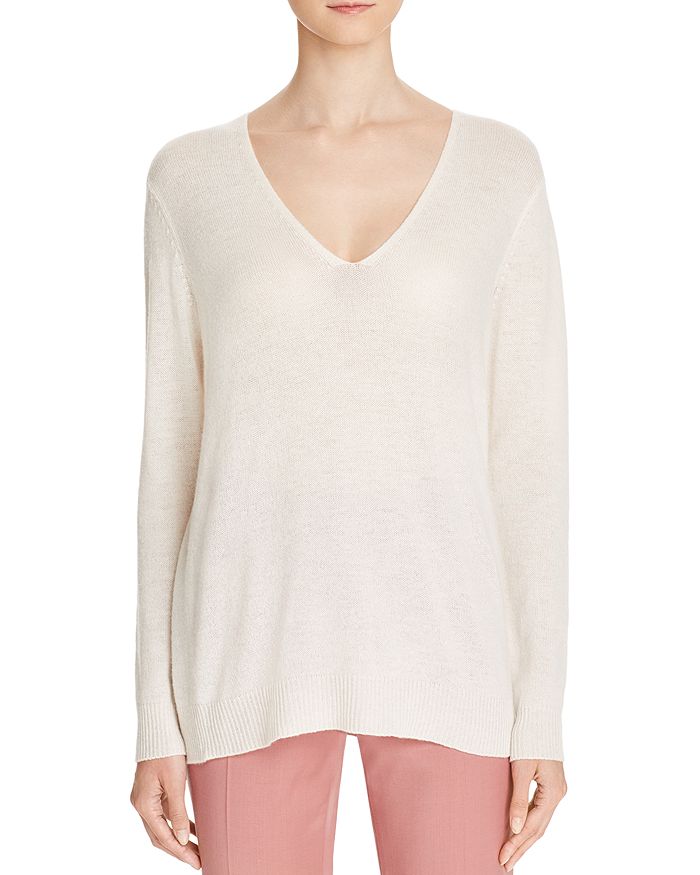 Theory Adrianna Cashmere V-neck Sweater In Ivory