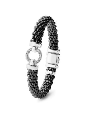 Black Caviar Ceramic Bracelet with Sterling Silver and Diamonds