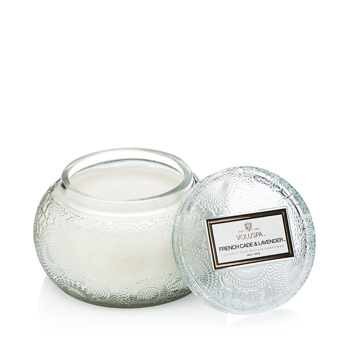 Voluspa Japonica French Cade & Lavender Embossed Glass Chawan Bowl