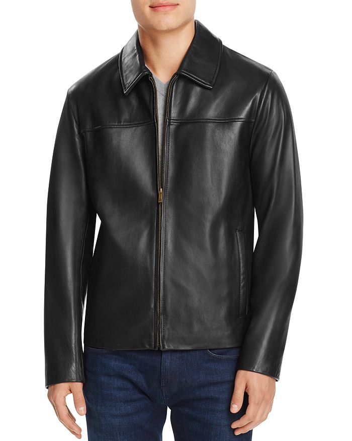 COLE HAAN LEATHER SHIRT JACKET,534A2559