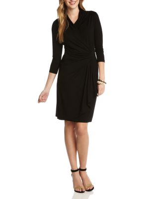 karen kane cascade faux wrap dress