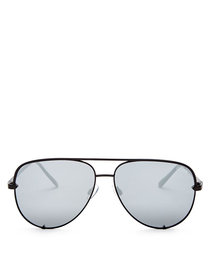Quay Women's High Key Mirrored Brow Bar Aviator Sunglasses, 56mm In Black/silver Mirror Lens
