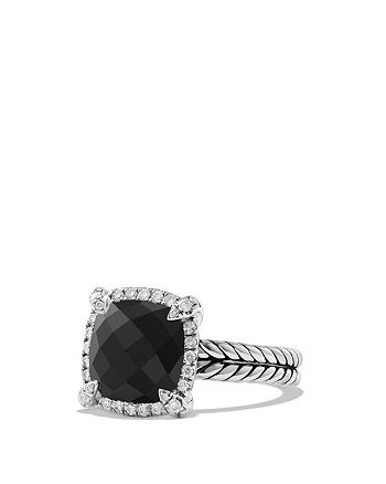 David Yurman - Ch&acirc;telaine Pav&eacute; Bezel Ring with Black Onyx and Diamonds