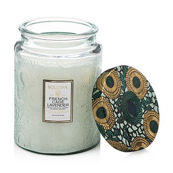 Voluspa - Japonica French Cade & Lavender Large Embossed Glass Candle 16 oz.