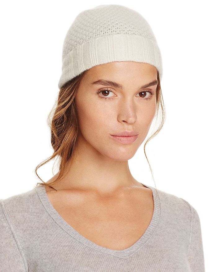 C By Bloomingdale's Waffle Knit Cashmere Hat - 100% Exclusive In Ivory