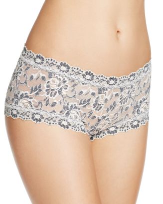 Hanky Panky Leopard Cross-dyed Lace Original Rise Thong In Turquoise,white
