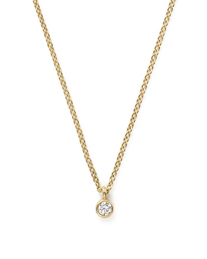 Shop Zoë Chicco 14k Yellow Gold Bezel Diamond Necklace, 14 In White/gold