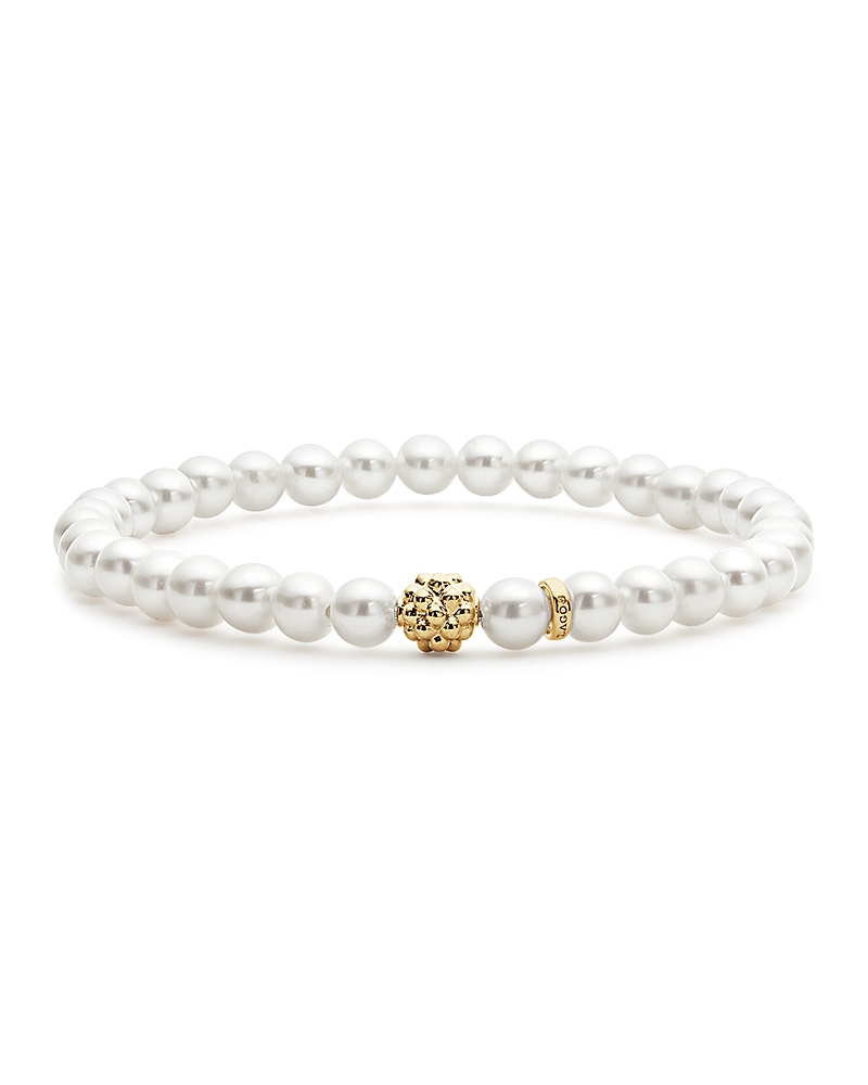 Lagos Caviar Icon Cultured Freshwater Pearl Bracelet With 18k Gold Caviar Station In Pearl