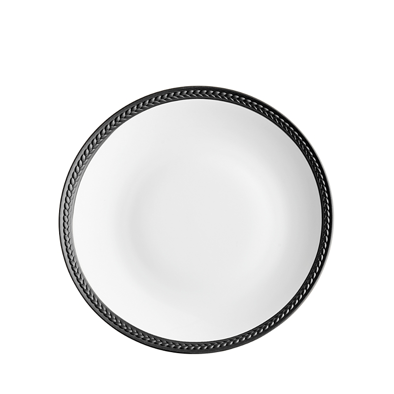 L'objet Soie Tressee Collection Braided Porcelain Plate In White/black