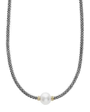 Lagos 18K Gold and Sterling Silver Luna Rope Necklace with Cultured Freshwater Pearl, 16