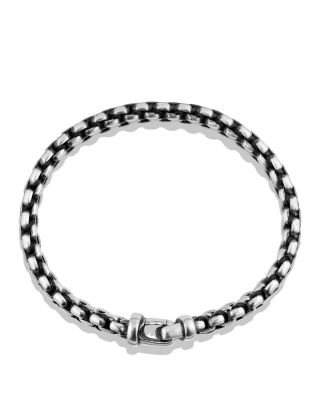 Men's Woven Box Chain Bracelet in Sterling Silver with Nylon, 12mm
