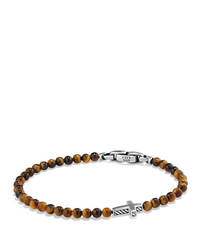 David Yurman - Spiritual Beads Cross Bracelet with Tiger's Eye in Sterling Silver