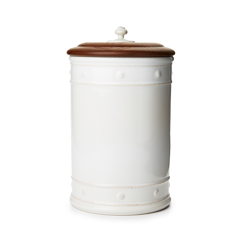 Juliska Berry & Thread 13 Canister With Wooden Lid In Whitewash