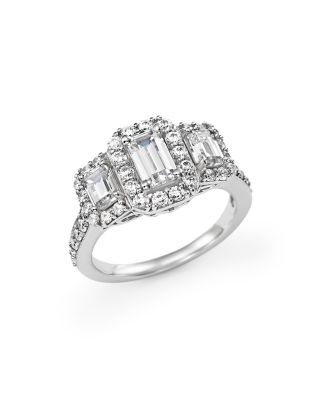Bloomingdale's Fine Collection - Emerald-Cut Diamond Three Stone Engagement Ring in 14K White Gold, 2.0 tcw&nbsp;