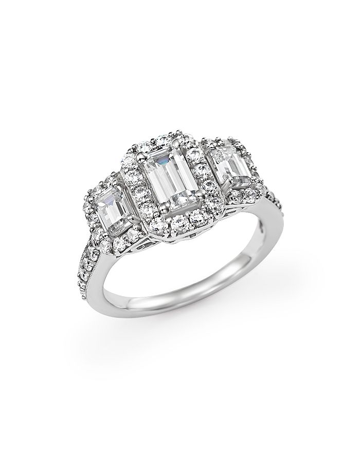 Bloomingdale's - Emerald-Cut Diamond Three Stone Engagement Ring in 14K White Gold, 2.0 ct. t.w.&nbsp;- 100% Exclusive