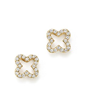 Bloomingdale's - Diamond Clover Stud Earrings in 14K Yellow Gold, White Gold, or Rose Gold, 0.20 ct. t.w. - 100% Exclusive
