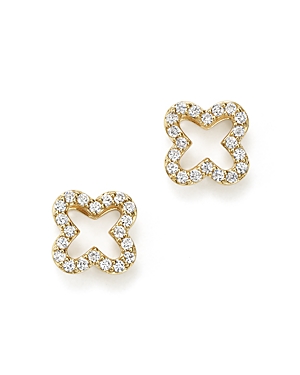 Diamond Clover Stud Earrings in 14K Yellow Gold, 0.20 ct. t.w. - 100% Exclusive