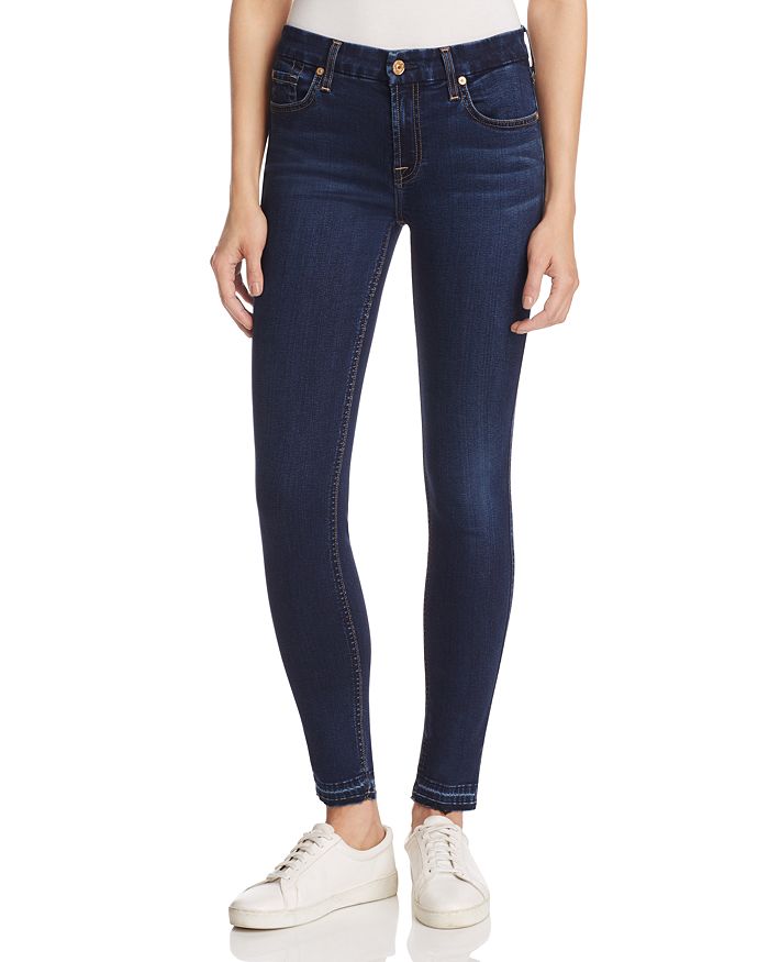7 For All Mankind Womens Slim Illusion Luxe Slim Illusion Super-skinny High-rise Jeans In B(air) Tranquil Blue