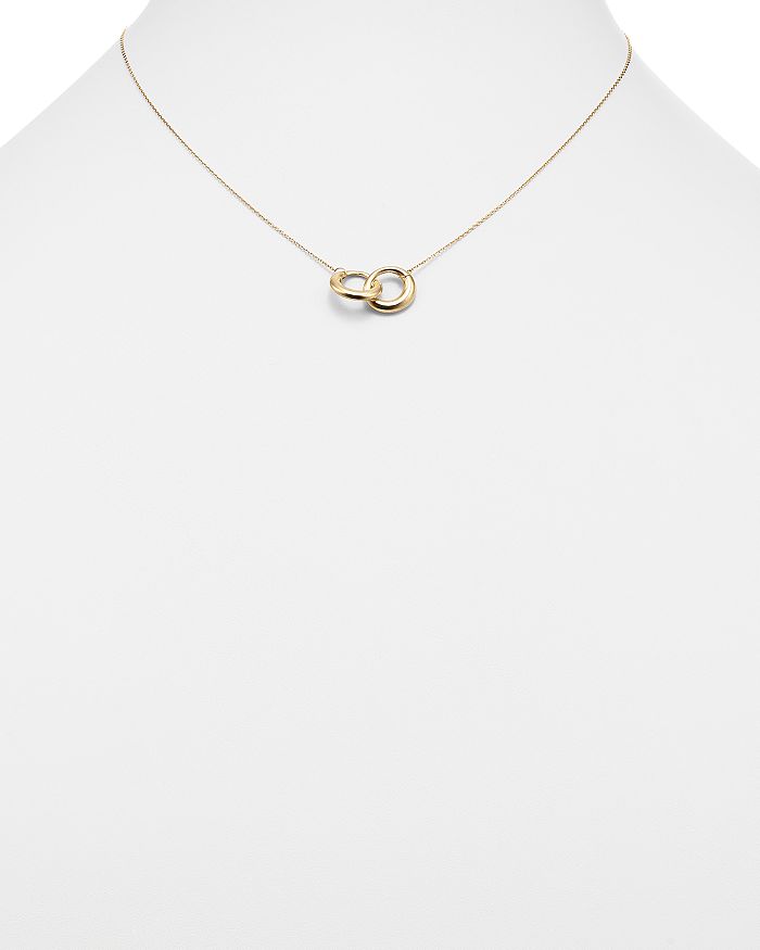 Shop Bloomingdale's 14k Yellow Gold Double Interlocked Circle Chain Necklace, 17 - 100% Exclusive