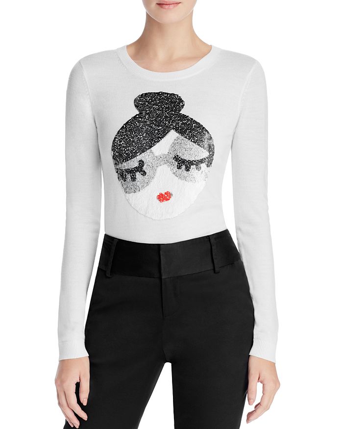 Alice and Olivia Alice Olivia Stace Face Embellished Merino Wool