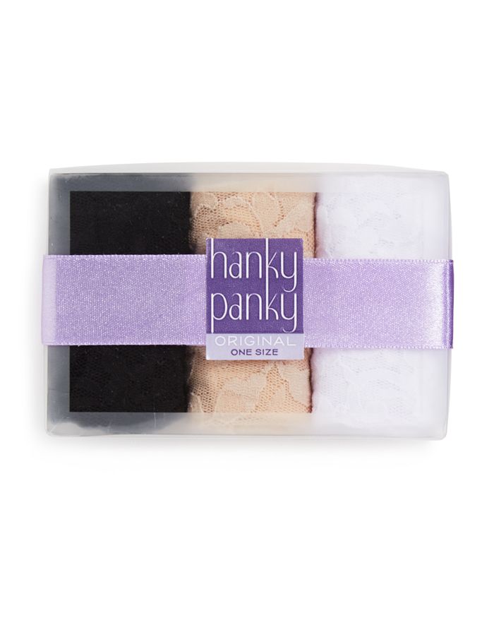 Shop Hanky Panky Original-rise Thongs, Set Of 3 In Black/white/nude