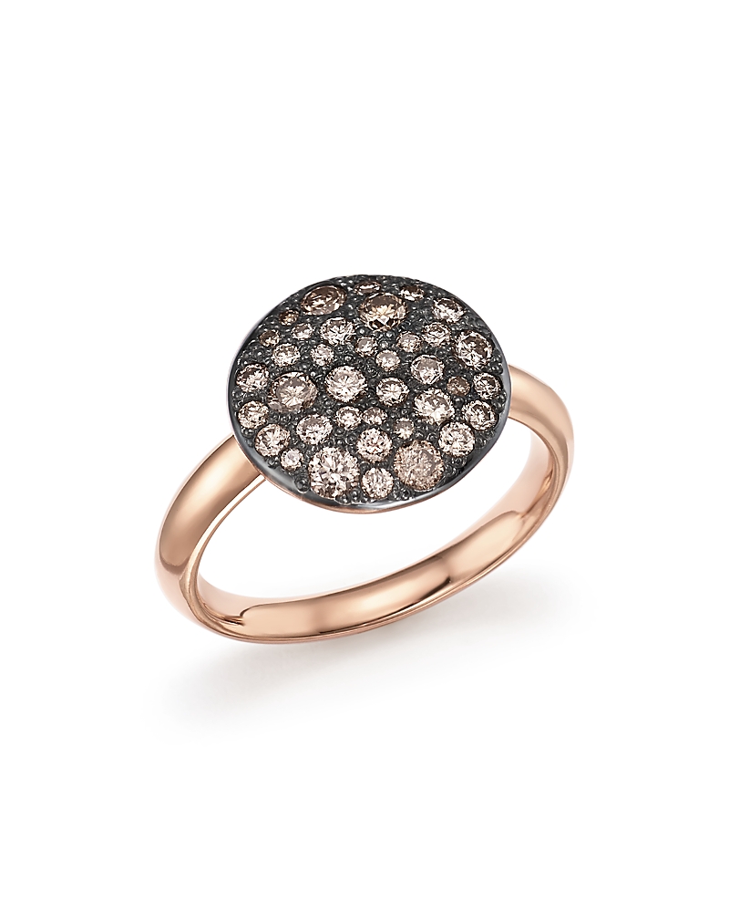 Pomellato Sabbia Ring With Brown Diamonds In Burnished 18k Rose Gold In Brown/rose