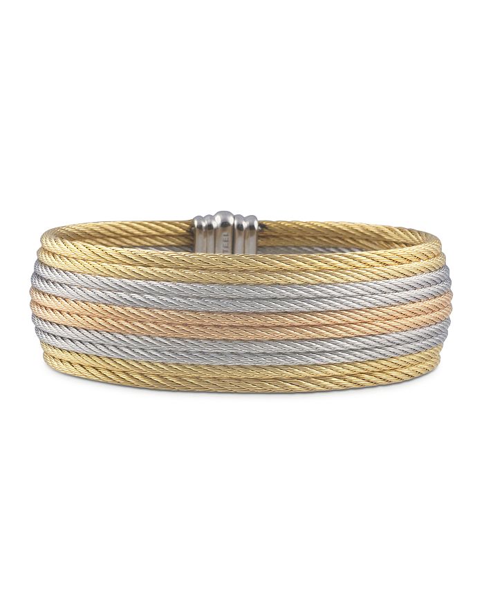 Alor Grey, Rose & Yellow Stacked Cable Bangle In Multi