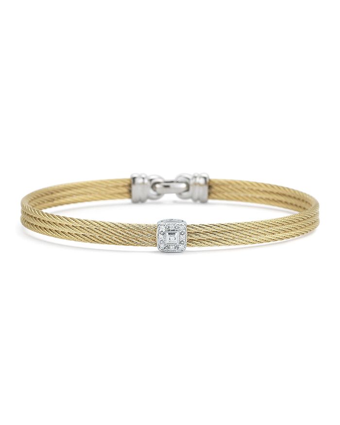 Alor Diamond Yellow Cable Bangle In Gold